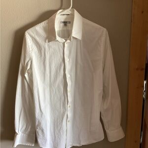 Express 1MX Fitted White Dress Shirt M 15-15.5 32/33 Long Sleeve Stretch